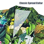 preiswerte Essen &amp; Getränke-Herren Trinken Hemd Hawaiihemd Sommerhemd Aloha-Shirt Kurzarm Hemd Umlegekragen Tropisch Modisch Hawaiianisch Casual Hawaiianisch Festtage Hellgelb Gelb Hellgrün S M L