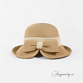 economico Cappelli per feste-berretto Fibra Cappelli da pescatore A falda larga Cappello di paglia Matrimonio Informale Elegante Protezione solare Con Fiocco A fantasia Copricapo Copricapo