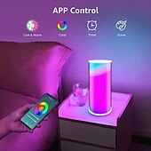 זול אורות חכמות-מנורת שולחן חכמה LED עם Alexa קישורית Tuya WiFi - שינוי צבע אורה ניידת נשלטת באפליקציה אור לילי קטן לקישוט הבית