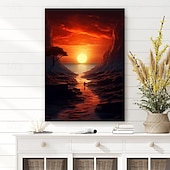 cheap Down to $30-Landscape Wall Art Canvas Sunset Prints and Posters Pictures Decorative Fabric Painting For Living Room Pictures No Frame