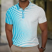 Men's Geometric Golf Shirt Short Sleeve Polo Shirts Collared Shirts Casual Vacation Wear Formal Wear Festival Wear Buttons 3D Print Summer Red Blue 7