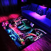 Недорогие Черные ковры-Ковер с принтом Blacklight, УФ-реактивный светящийся в темноте ковер, большой нескользящий коврик для декора комнаты
