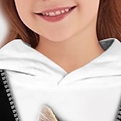 voordelige Meisjes 3D Dieren-Voor meisjes 3D Kat Trui met capuchon Pullover Lange mouw 3D-afdrukken Lente Herfst Actief Modieus leuke Style Kinderen 3-12 jaar 4-12 jaar Capuchon Buiten Casual Dagelijks Normale pasvorm