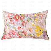 baratos Lençóis e fronhas-Fronha 100% seda amoreira 16 momme seda natural dupla face, capa de fronha com estampa floral de 1 peça com fecho de zíper oculto, cuidados de beleza hipoalergênicos