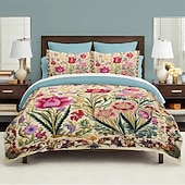 tanie 100% bawełna-l.t.home 100% bawełniana satynowa poszewka na kołdrę dwustronna premium 300 nici na cal kwadratowy kwiatowy elitarny zestaw pościeli queen king size