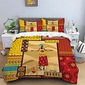cheap Duvet Cover Sets-Three piece set of African primitive tribal character prints down duvet cover hotel bedroom guest room famous guest bed bedding comfortable set 1 down duvet cover 2 pillowcases king size bed s