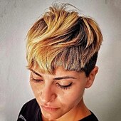 abordables Perruques sans bonnet-Perruques courtes de coupe de lutin de cheveux humains pour les femmes perruque entièrement faite à la machine avec une frange porter et aller perruques blondes droites