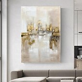 preiswerte Ölgemälde-Großes handgemaltes Blattgoldgemälde auf Leinwand, abstraktes beiges Ölgemälde, luxuriöse Kunst, strukturiertes Gemälde, handgemalte Kunst, goldenes Ölgemälde, Wanddekoration für Hoteldekoration