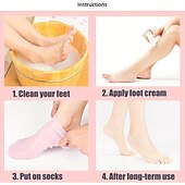 رخيصةأون الرعاية الشخصية والصحة-جوارب مرطبة من جل السيليكون - جوارب باديكير سبا للقدم للسيدات للأقدام الجافة والمتشققة، جوارب جل للعناية بالقدم لإصلاح القدم الجافة والكعوب المتشققة وتنعيم البشرة الخشنة