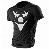 Недорогие Мужские футболки с 3D принтами-Муж. Смешной Футболка Полиэстер С короткими рукавами Графика Рубашка Армейский зеленый / Оливковый Армейский зеленый + черный Черный 1 Удобная футболка Для спорта и активного отдыха Праздники