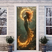 abordables Bannières de Garage et de Porte-sirène halo porte couvre décoration murale porte tapisserie porte rideau décoration toile de fond porte bannière amovible pour porte d'entrée intérieur extérieur maison chambre décoration ferme décor