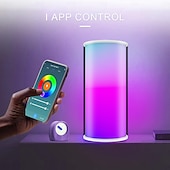 זול אורות חכמות-מנורת שולחן חכמה LED עם Alexa קישורית Tuya WiFi - שינוי צבע אורה ניידת נשלטת באפליקציה אור לילי קטן לקישוט הבית