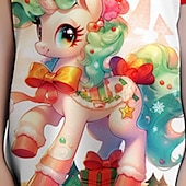 cheap Girl&#039;s 3D Cartoon-Girls&#039; 3D Cartoon Unicorn Nightdress Pajamas Short Sleeve 3D Print Summer Active Fashion Cute Polyester Kids 3-12 Years Crew Neck Home Causal Indoor Regular Fit