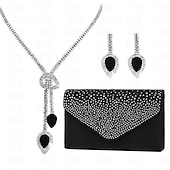 cheap Wearable Accessories-Bride Jewelry Set Tassel Earrings Water Drop Necklace Women&#039;s Silk Hot Diamond Dinner Bag Three Piece Set Women&#039;s