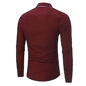 preiswerte Button-Down-Hemden für Herren-Herren Oberhemd Knopfhemd Schwarz Weiß Wein Langarm Farbblock Umlegekragen Frühling &amp; Herbst Hochzeit Täglich Bekleidung Hemden mit Kragen