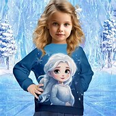 ieftine Desen animat 3D al fetei-Fete 3D Desene Animate Prințesă Hanorca Pullover Manșon Lung Tipărire 3D Primăvară Toamnă Modă Șic Stradă Adorabil Copii 3-12 ani Stil Nautic În aer liber Casual Zilnic Fit regulat