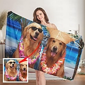 abordables Cadeaux personnalisés-Serviettes de plage personnalisées avec photo serviette de bain serviettes de plage personnalisées avec photo cadeau personnalisé pour la famille ou les amis 31&quot;63&quot; (impression recto seulement)