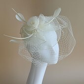 levne Svatební čelenka-Fascinátory Klobouky Doplňky do vlasů Organza Se širší krempou Cylindr Závojový klobouk Dostih koktejl Elegantní Vinobraní S Peří Mašličky Přílba Pokrývky Hlavy