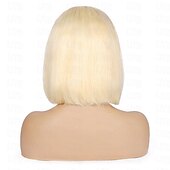 billiga Perukfronter av äkta hår, med nät-613# honung blond färg rak kort bob peruk 13x4x1 spets främre människohår peruker för svarta kvinnor