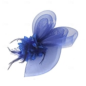 levne Svatební čelenka-Fascinátory Klobouky Doplňky do vlasů Organza 30. léta Cylindr Závojový klobouk Dostih koktejl Elegantní Luxus S Peří Mašličky Přílba Pokrývky Hlavy