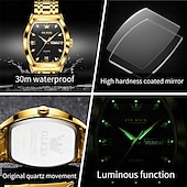 cheap Quartz Watches-OLEVS Men Quartz Watch Fashion Business Wristwatch Luminous Calendar Date Week Waterproof Steel Watch