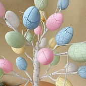 cheap Easter Lights-Easter Decorations White Birch Tree with 24 Pcs Easter Egg Ornaments 24 Warm White LED Lights Easter Egg Tree Centerpiece for Table Spring Home Wedding Birthday Indoor