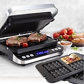 preiswerte Küchengeräte-Elektrischer Kontaktgrill, digitale Grillplatte und Presse, optionale Waffeleisenplatten, 180-Grad-Grill, elektrischer Antihaft-Grill