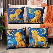 abordables style animalier-Housse de coussin double face motif lion 1 pièce | Housse de coussin carrée décorative douce, taie d&#039;oreiller pour chambre à coucher, salon, qualité supérieure, coussin d&#039;intérieur pour canapé, lit,