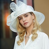 economico Fascinator-Fascinators kentucky derby cappello in fibra di bowler / cappello a cloche cappello a secchiello cappello floscio da sposa tea party matrimonio elegante con fiocco di piume copricapo copricapo