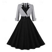 billige Kjoler-Retro / vintage 1950-tallet Vintage kjole Cocktailkjole Swing kjole Flare kjole Rutet Dame Maskerade Fest / aften Utdrikningslag Voksne Kjole Hjemkomstkjoler