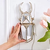 cheap Metal Wall Decor-1PC Ccreative Rresin Mmaterial Gold Asilver Uunicorn Beetle Home Decoration Hhandicraft Wall Hanging with a Special Design Of Mmirror Inlaid Surface is a Good Collectible For Iinsect Eenthusiasts