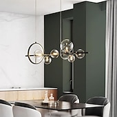 economico Luci Isola cucina-lampada a sospensione moderna a led isola della cucina lampada a sospensione a led 90/120cm base g9 con lampada a sospensione a sfera in vetro trasparente lampada a sospensione nordica luce