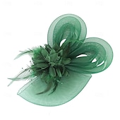 levne Svatební čelenka-Fascinátory Klobouky Doplňky do vlasů Organza 30. léta Cylindr Závojový klobouk Dostih koktejl Elegantní Luxus S Peří Mašličky Přílba Pokrývky Hlavy