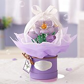 economico Costruzioni giocattolo-bouquet di simulazione di piccole particelle assemblato con elementi costitutivi per regalare alla fidanzata e al migliore amico un secchiello da abbraccio creativo per San Valentino