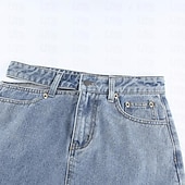 ieftine Fuste simple-Pentru femei Fustă Bodycon Modă Casual Mini Talie Înaltă Fuste Mată Buzunar Stradă Dată Albastru piscină Vară Denim