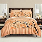 abordables 100% Coton-Parure de lit réversible 100 % satin de coton l.t.home de qualité supérieure, 300 fils au pouce carré, motif floral, taille Queen et King