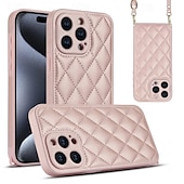 Недорогие Чехлы для iPhone-телефон Кейс для Назначение iPhone 15 Pro Max iPhone 14 13 12 11 Pro Max X XR XS 8 7 Plus Кейс на заднюю панель с ремешком с ремешком на запястье Защита от удара Геометрический рисунок ТПУ Кожа PU