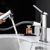 economico Rubinetti per lavandino bagno-Lavandino rubinetto del bagno - Doccetta estraibile Galvanizzato Installazione centrale Una manopola Un foroBath Taps