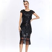 olcso Ruhák-Retró Ordító 20-as évek 1920-as évek Déli Flapper ruha Ruhák A nagy Gatsby Flapper lány Esküvői Vendég Flitter Rojt Flitter Kerek Jelmez Női Teljesítmény Esküvő Esküvői vendég Felnőttek Ruha Hazatér