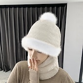 cheap Home Hats-3-in-1 Beanie Hat Women's Cycling Windproof Scarf Hat, Winter Windproof Hat, Thicken Warm Cycling Cap Thermal Neck Warmer