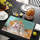 cheap Personalized Decorations-Personalized Tablemat Customized Placemats 1PC/2PCS/4PCS,  Design Your Own Pattern Placemats for Dining Table,12x18inch Decorative Table Mats,Dining Table Decor
