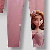 halpa Tytön 3D-sarjakuva-Tyttöjen 3D Piirretty Huppari &amp; leggingsetti Pinkki Pitkähihainen 3D-tulostus Kevät Syksy Aktiivinen Muoti Päivittäin Lapset 3-12 vuotta Hupullinen ulko- Loma Deitti Normaali