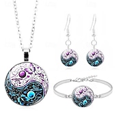 economico Accessori indossabili-set di collane con gemme del tempo delle farfalle yin yang tai chi set di gioielli con orecchini con bracciale in argento creativo europeo e americano transfrontaliero
