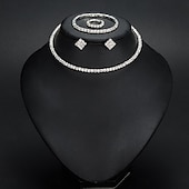abordables Accessoires portables-Ensemble de bijoux d&#039;amour, yeux en cristal, boucles d&#039;oreilles, collier, ensemble de bijoux de mariage pour femmes