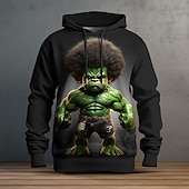 abordables Patrón 3D-Hombre Graphic Caricatura Sudadera Sudaderas Sudadera Manga Larga Sudadera con capucha Con Capucha Moda Impresión 3D Vacaciones Deporte Festivos Negro Azul Marino Estampado Bolsillo delantero