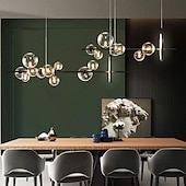 economico Luci Isola cucina-lampada a sospensione moderna a led isola della cucina lampada a sospensione a led 90/120cm base g9 con lampada a sospensione a sfera in vetro trasparente lampada a sospensione nordica luce