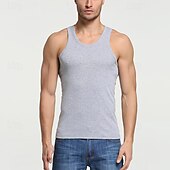 billiga Gym-toppar-Herr Linne Undertröjor Ärmlös tröja Ärmlös Rund halsringning Sommar Slät Mode Designer Grundläggande Semester Gata Utekväll Svart Vit Grå Topp t-shirt för män