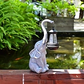 cheap Landscape Lights-1pc Solar Garden Statue Elephant Figurine Light Outdoor Decor LED Lights for Outside Patio Yard Lawn Decorations Housewarming Mother&#039;s Gifts