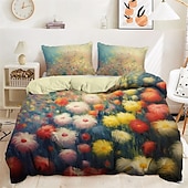 economico Set copripiumino-set copripiumino con motivo floreale dipinto a olio set consolatore morbido set di biancheria da letto in cotone di lusso in 3 pezzi decorazioni per la casa regalo di biancheria da letto crepuscolare