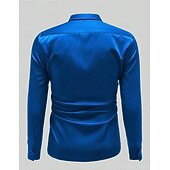 お買い得  メンズサテンシャツ-男性用 シャツ サテンシャツ カジュアルシャツ ボタンアップシャツ 平織り 日常 バケーション ブラック ホワイト ワイン ネイビーブルー 長袖 ラペル 春 &amp; 秋 衣類